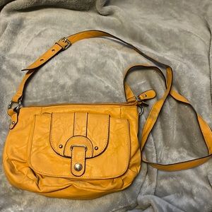 Yellow cross body purse